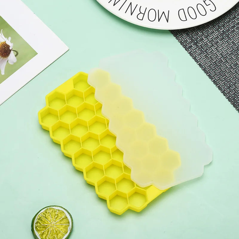 Honeycomb Silicone Ice Block Mold with Lids