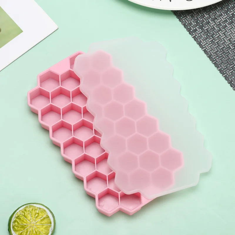 Honeycomb Silicone Ice Block Mold with Lids