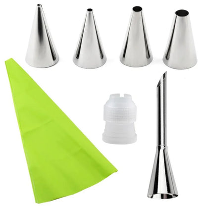 6-Piece Reusable Pastry Bag & Icing Piping Tips Set