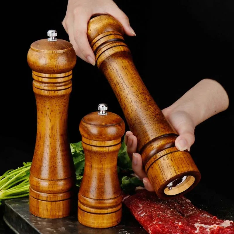 Oak Wood Pepper Grinder Set