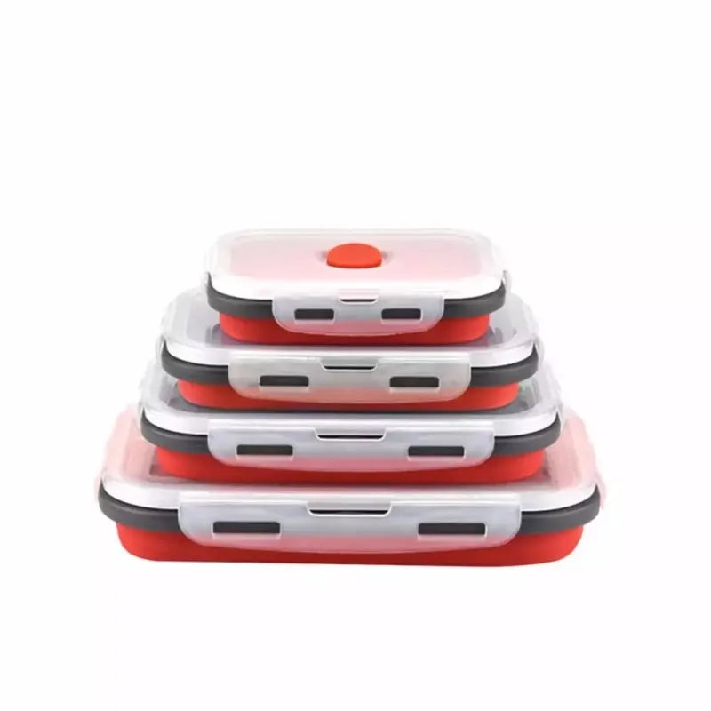 4-Piece Silicone Collapsible Bento Lunch Box Set