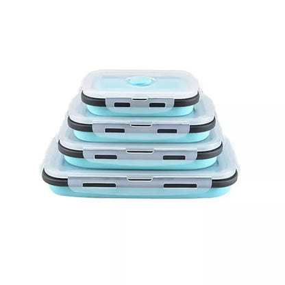 4-Piece Silicone Collapsible Bento Lunch Box Set