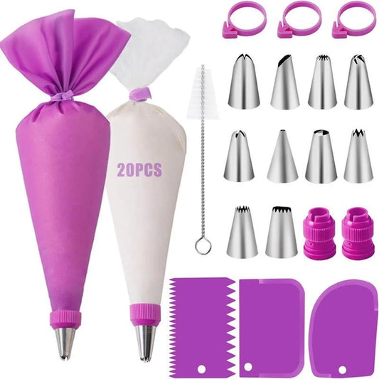 40-Piece Silicone Piping Bags & Tips Set